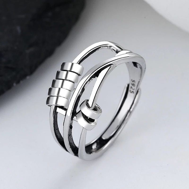 Perle | Anti-Angst Ring - 925 Sterling Silber Verstellbares Band für Frauen
