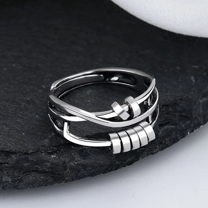 Perle | Anti-Angst Ring - 925 Sterling Silber Verstellbares Band für Frauen