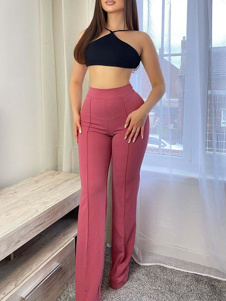 Halina | Damen Elegante Hochtaillierte Schlaghosen