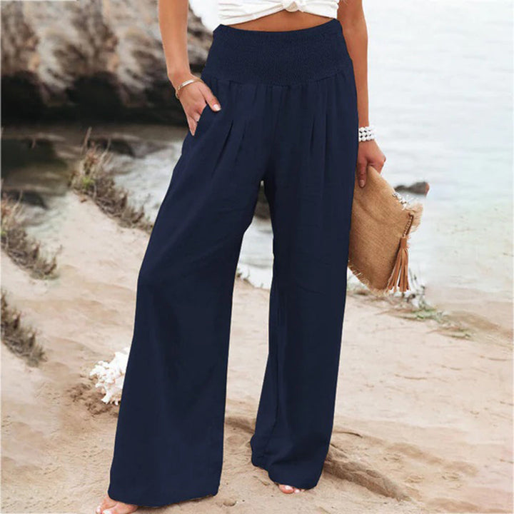 Grazia | Hoch Taillierte Weitem-Bein Sommer Damenhose
