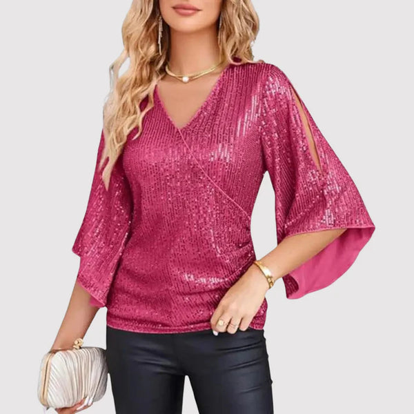 Aristea | Glitzertop Mit Flatterärmeln