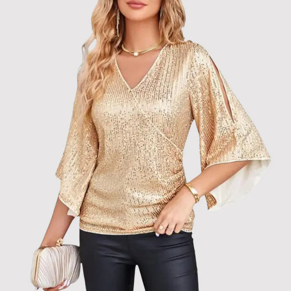 Aristea | Glitzertop Mit Flatterärmeln