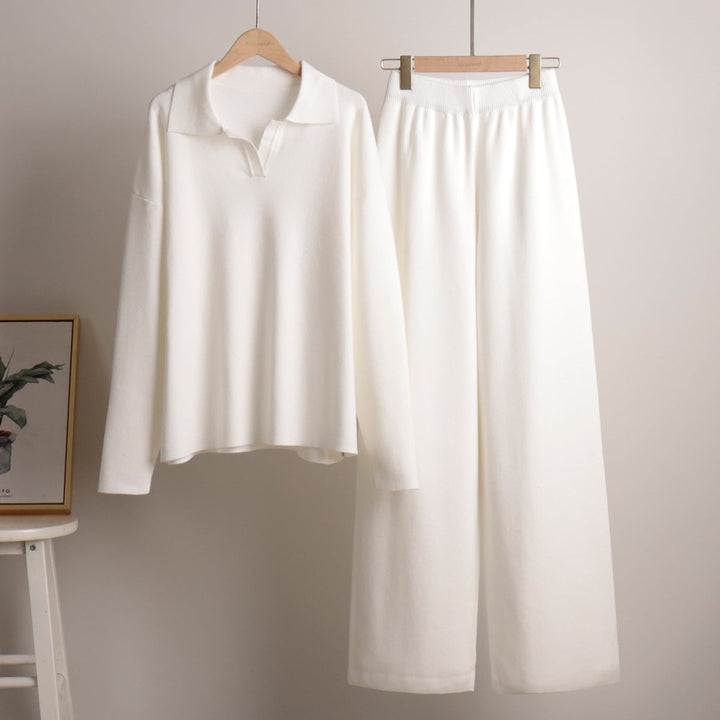 Aenid | Kuschelige Weitem-Bein Hosen und Polo-Pullover Outfit