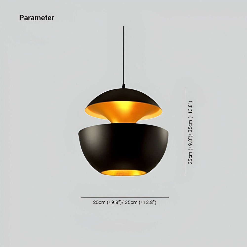 Apfel-Hängelampe | Schwarz-weiße Solar-Inspirierte Licht