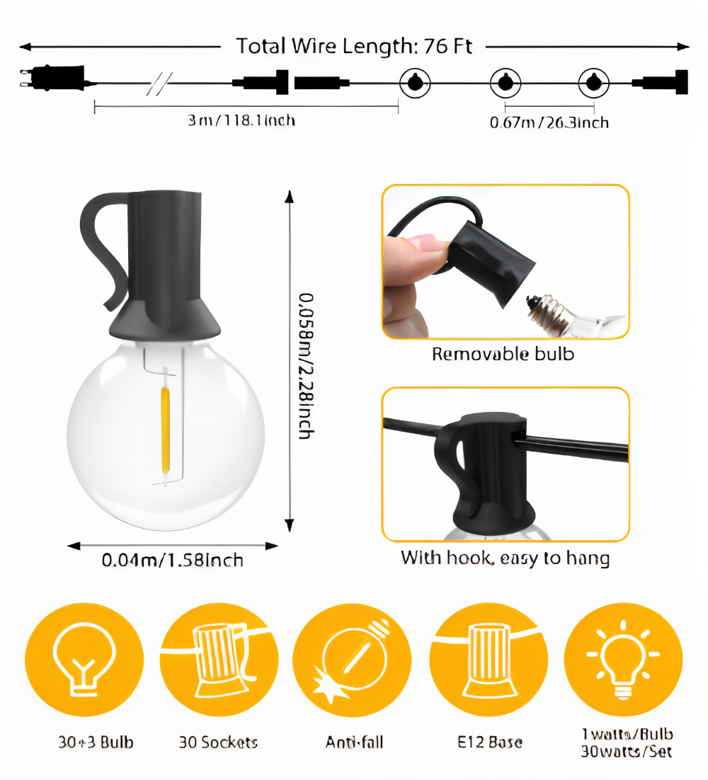 G40 Globus LED-Außenlichterkette