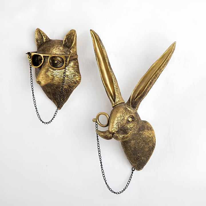 Goldener Kopf | Multifunktionaler Wandhaken mit Dekorativem Tierkopf Für Die Wandaufbewahrung