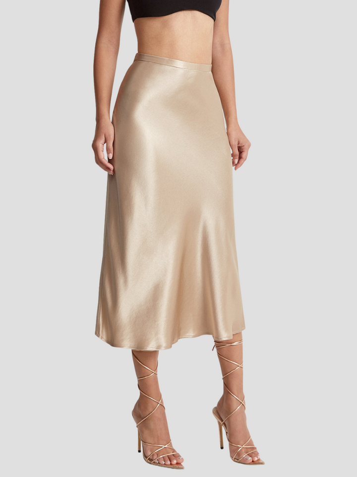 Zariah | Damen Eleganter Satin Midirock