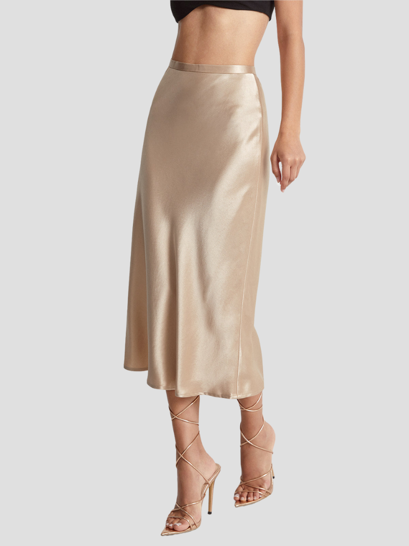 Zariah | Damen Eleganter Satin Midirock