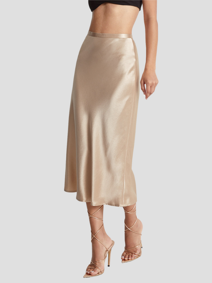 Zariah | Damen Eleganter Satin Midirock