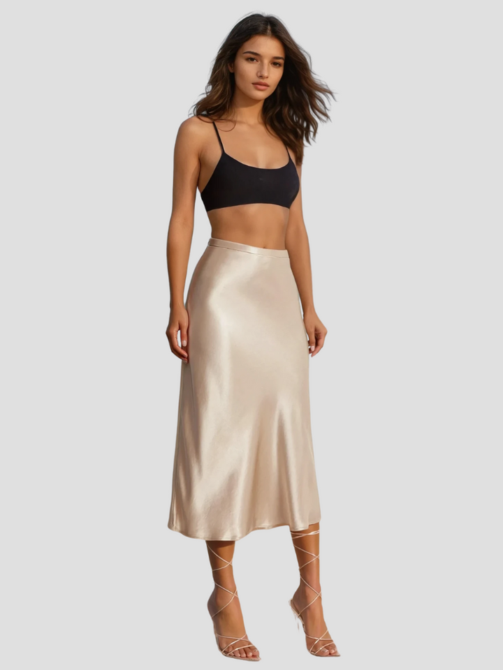 Zariah | Damen Eleganter Satin Midirock