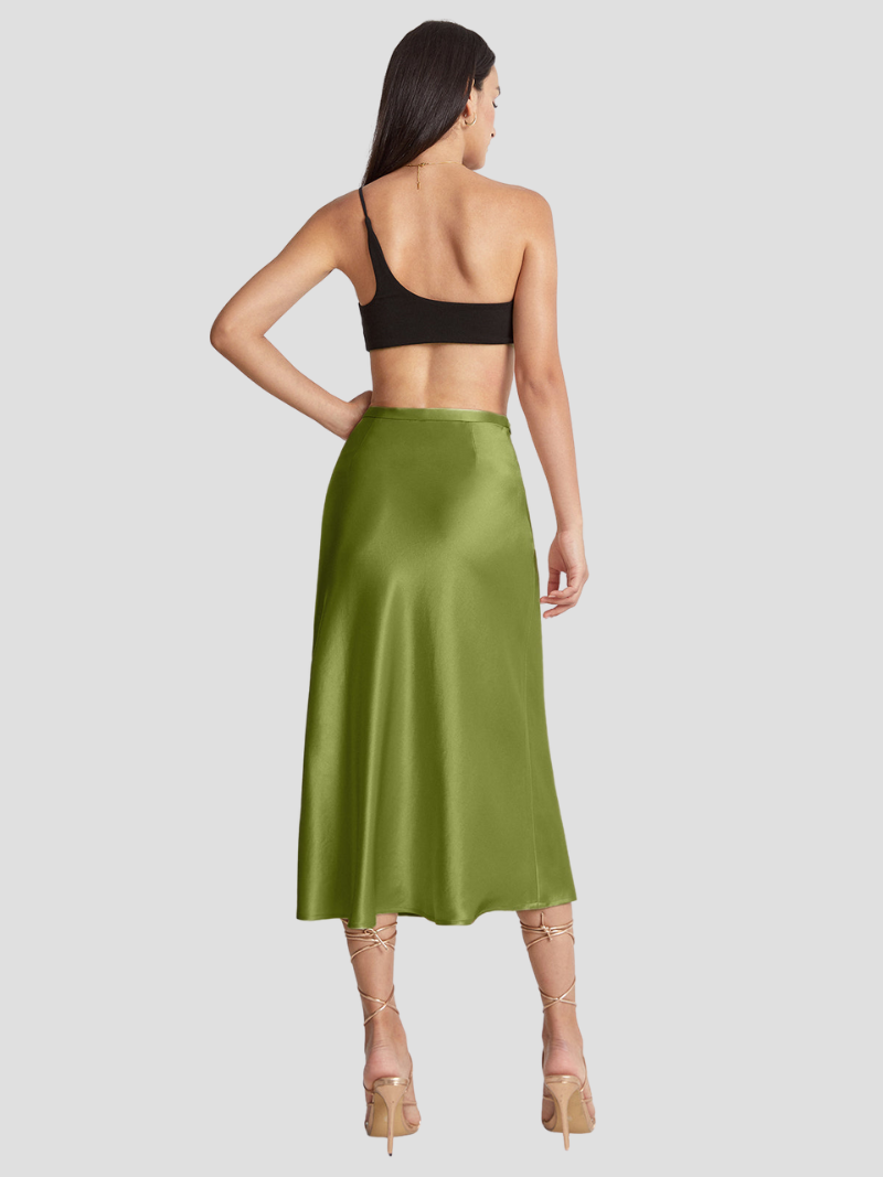Zariah | Damen Eleganter Satin Midirock