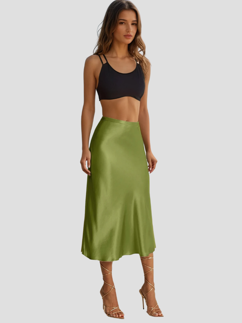 Zariah | Damen Eleganter Satin Midirock