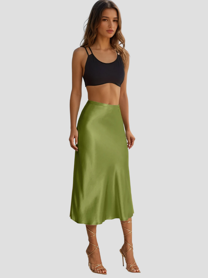 Zariah | Damen Eleganter Satin Midirock