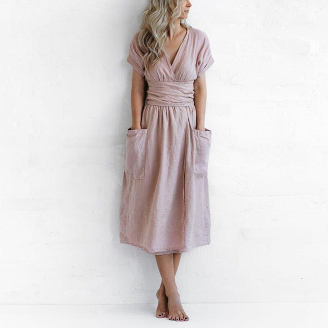 Talyra | Damen Lässiges V-Ausschnitt Kleid