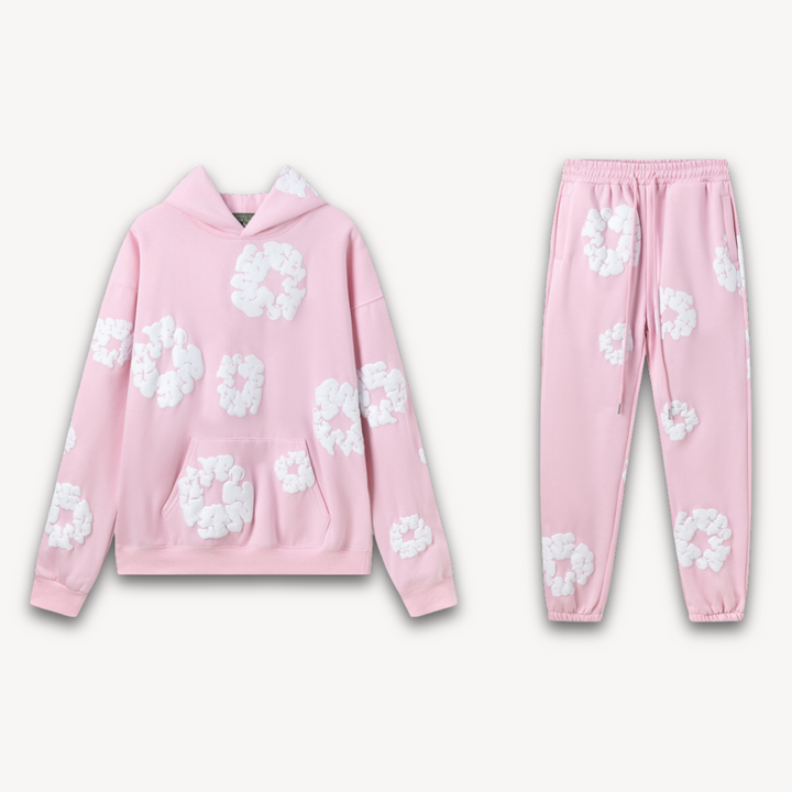 Unisex-Baumwollkranz-Kapuzenpullover und Jogger-Satz | Passendes Set