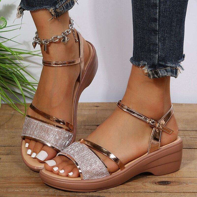 Morlena | Ergonomische Sandalen Mit Dicken Absätzen