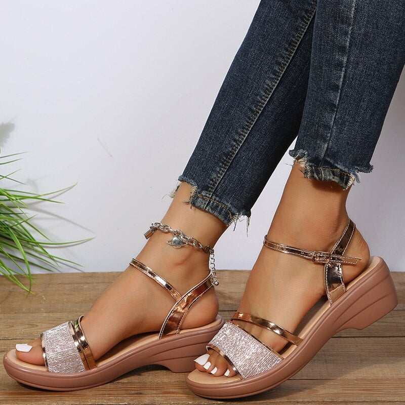 Morlena | Ergonomische Sandalen Mit Dicken Absätzen