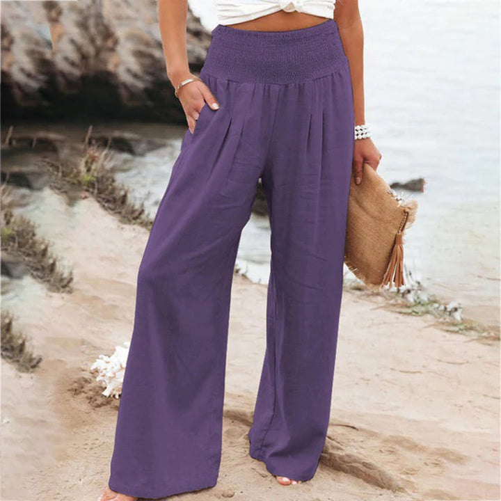 Grazia | Hoch Taillierte Weitem-Bein Sommer Damenhose