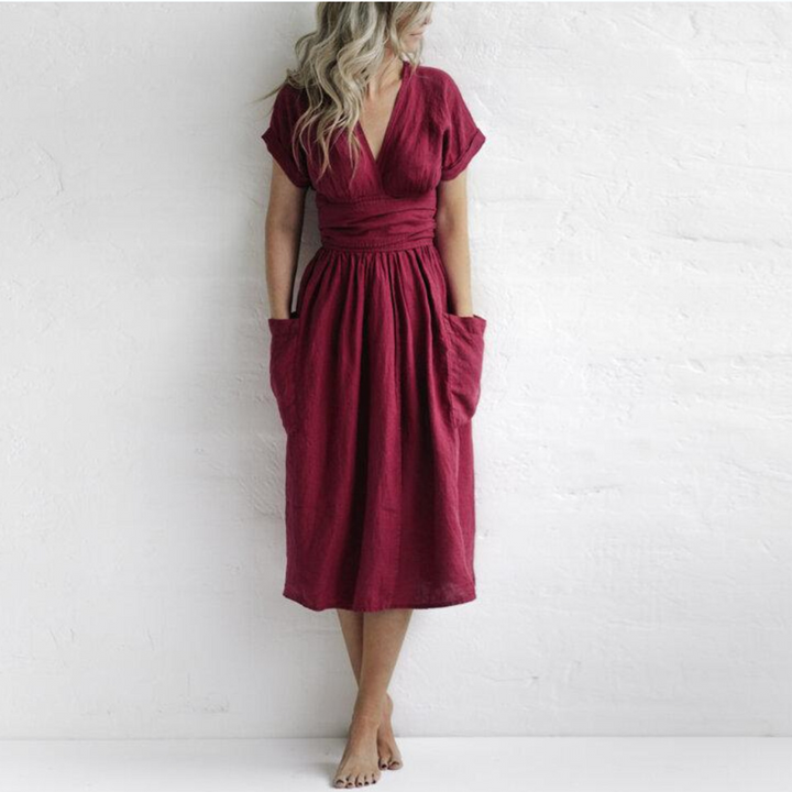 Talyra | Damen Lässiges V-Ausschnitt Kleid