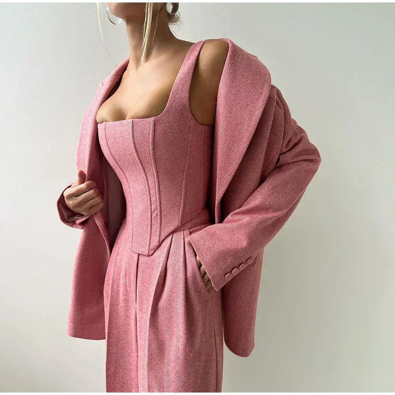 Oliana | Elegantes Damen 3-Teiliges Anzug Satz - Blazer, Hose und Langärmelige Jacke