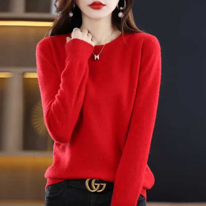 Damen Kaschmir Pullover mit Rundhalsausschnitt