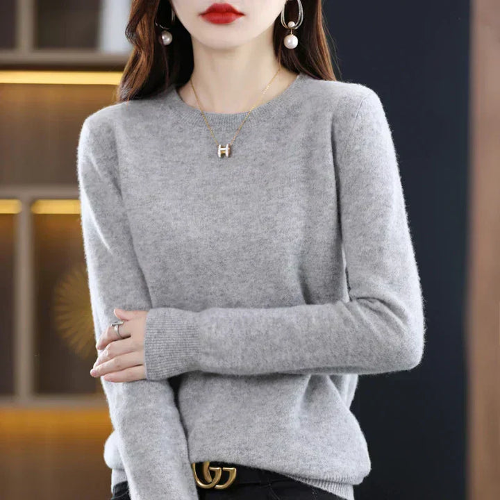 Damen Kaschmir Pullover mit Rundhalsausschnitt