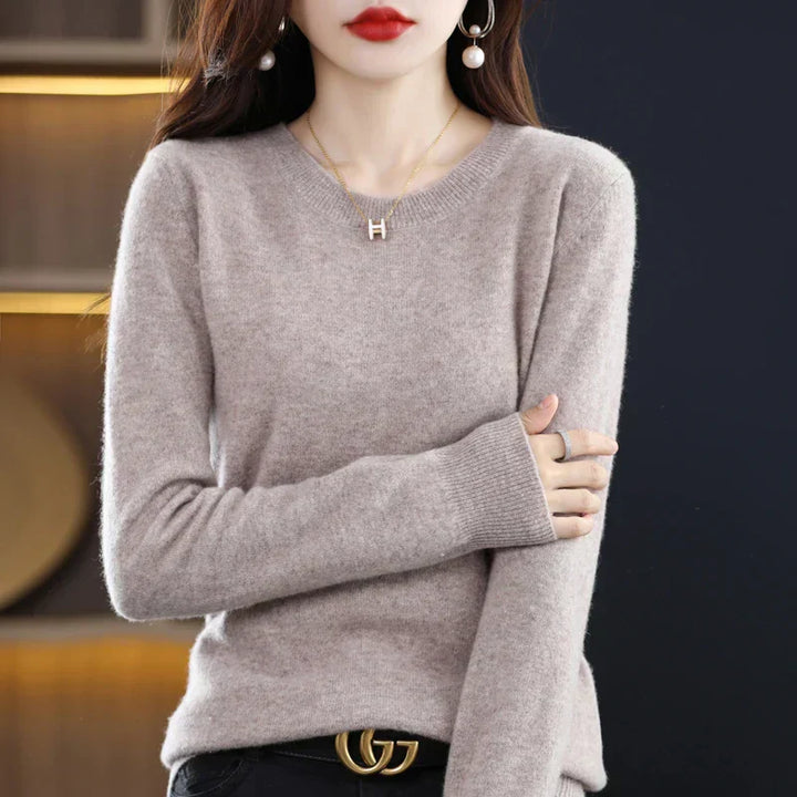Damen Kaschmir Pullover mit Rundhalsausschnitt
