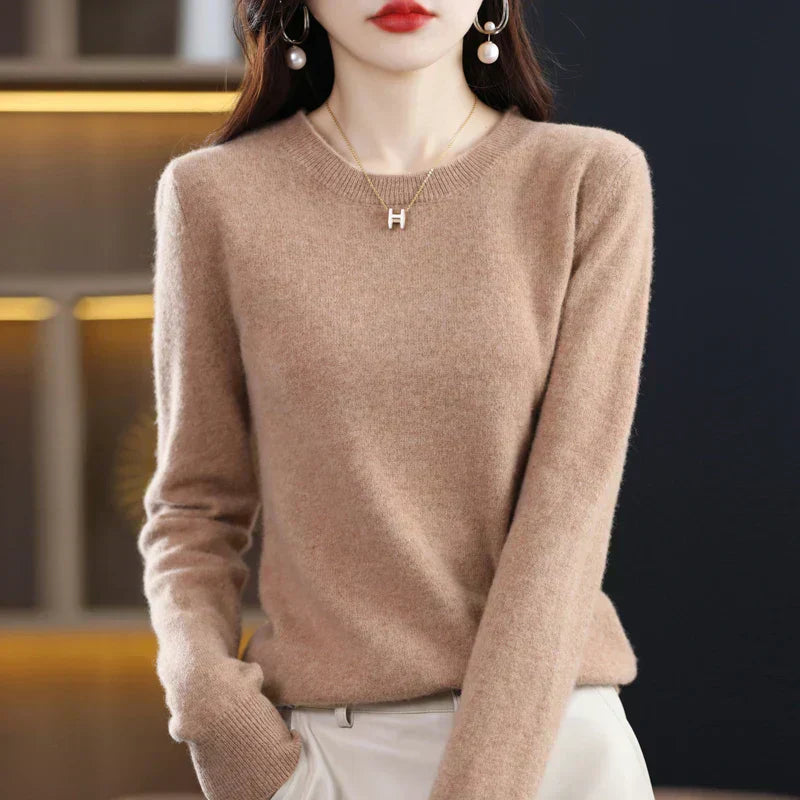 Damen Kaschmir Pullover mit Rundhalsausschnitt