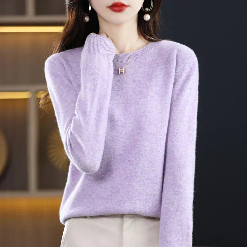 Damen Kaschmir Pullover mit Rundhalsausschnitt