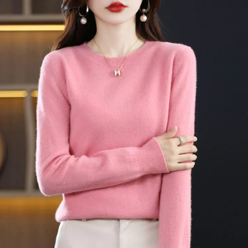 Damen Kaschmir Pullover mit Rundhalsausschnitt