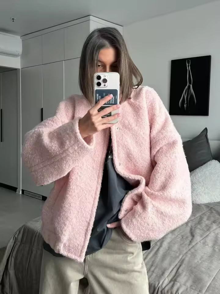 Damen Gekürzte Bouclé-Jacke