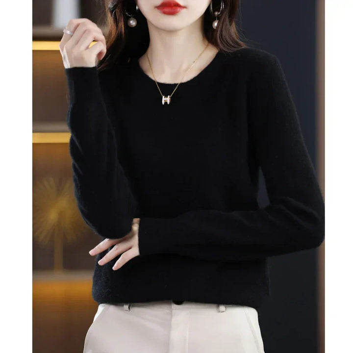 Damen Kaschmir Pullover mit Rundhalsausschnitt