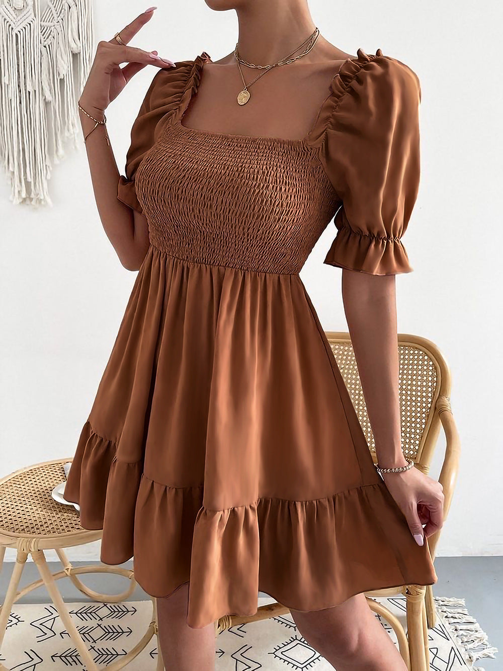 Caelan | Damen Puffärmeln Sommerkleid