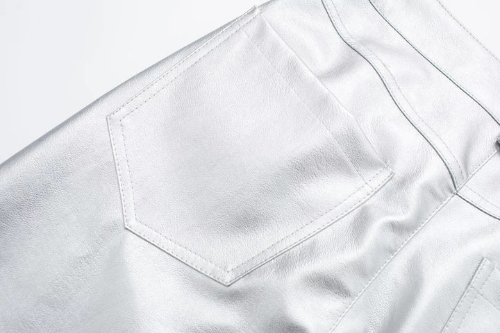 Miren | Damen Stylische Metallisch Silber Hose