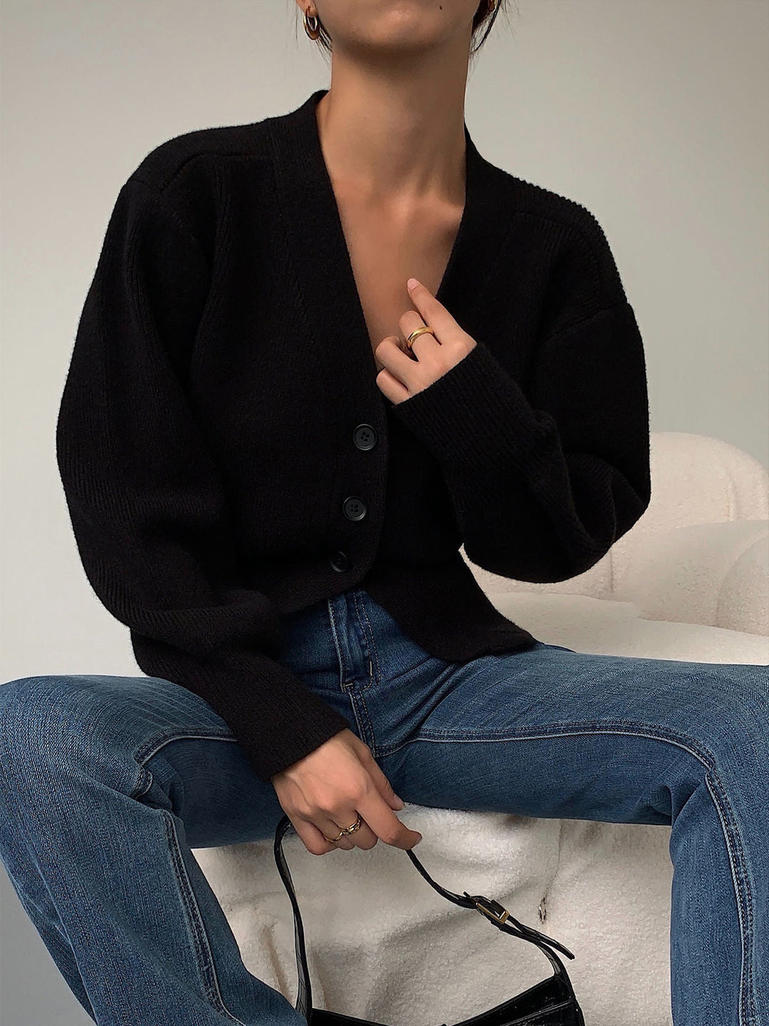 Meysa | Damen V-Ausschnitt Kaschmir Strickjacke