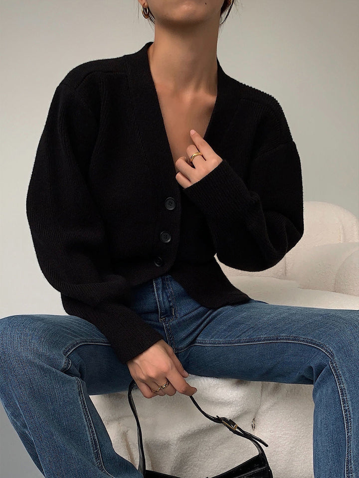 Meysa | Damen V-Ausschnitt Kaschmir Strickjacke