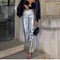 Miren | Damen Stylische Metallisch Silber Hose