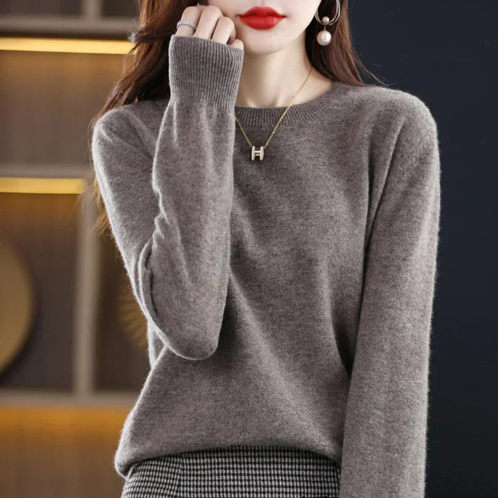 Damen Kaschmir Pullover mit Rundhalsausschnitt