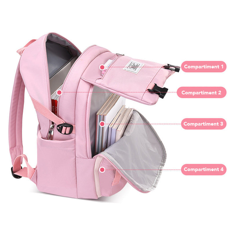Organisierte Mehrere-Taschen Schulrucksack | Langlebig und Organisiert
