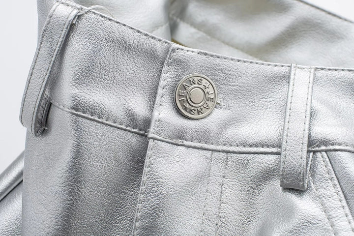 Miren | Damen Stylische Metallisch Silber Hose