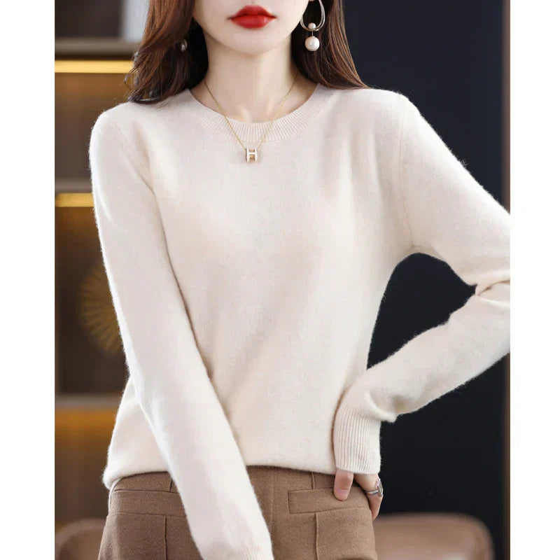 Damen Kaschmir Pullover mit Rundhalsausschnitt
