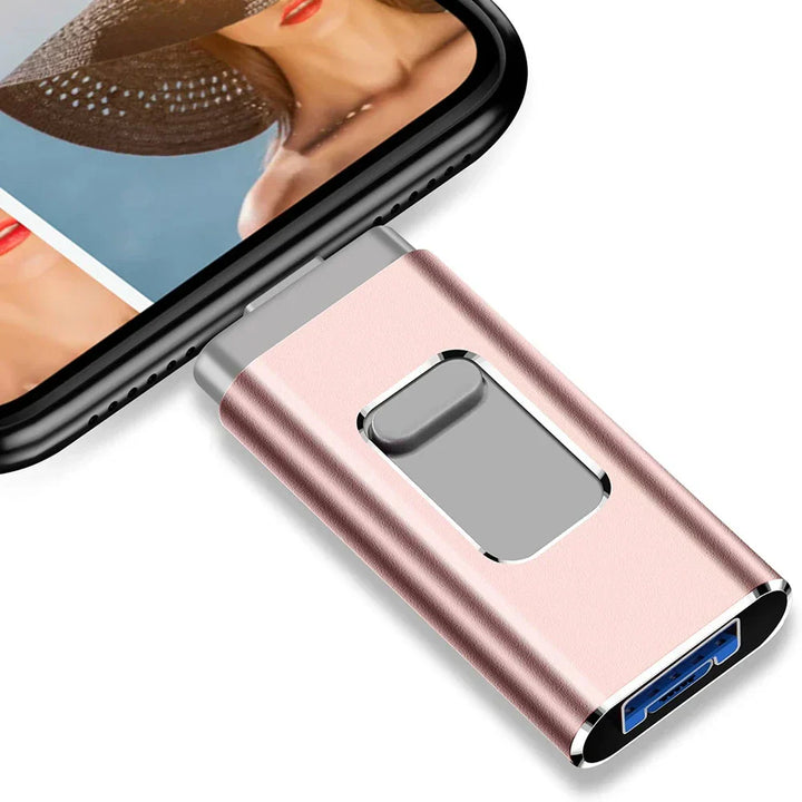 Mehrfachanschluss OTG USB Flashlaufwerk  – USB-A, USB-C, Micro-USB und Blitz (4-in-1)