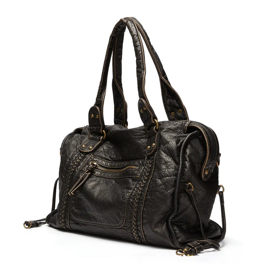 Briseis | Damen Leder Handtasche Mit Griffen Und Reißverschluss Abschluss