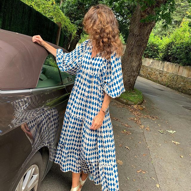 Giulietta | Asymmetrisches V-Ausschnitt Kleid mit Geometrischem Muster