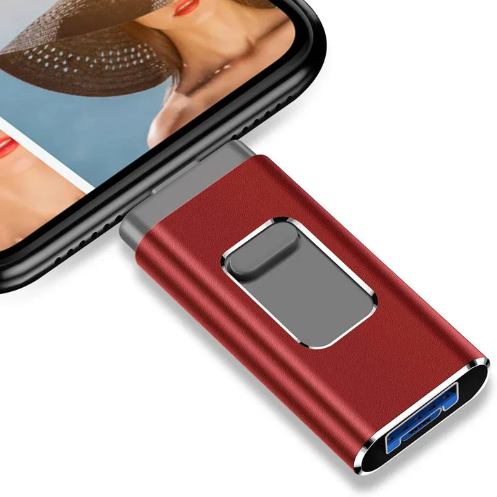 Mehrfachanschluss OTG USB Flashlaufwerk  – USB-A, USB-C, Micro-USB und Blitz (4-in-1)