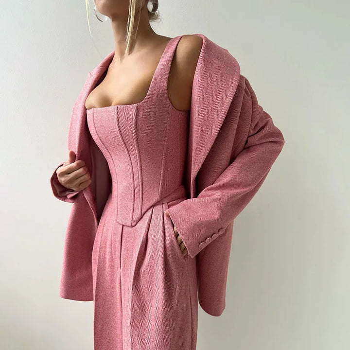 Oliana | Elegantes Damen 3-Teiliges Anzug Satz - Blazer, Hose und Langärmelige Jacke