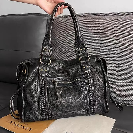 Briseis | Damen Leder Handtasche Mit Griffen Und Reißverschluss Abschluss