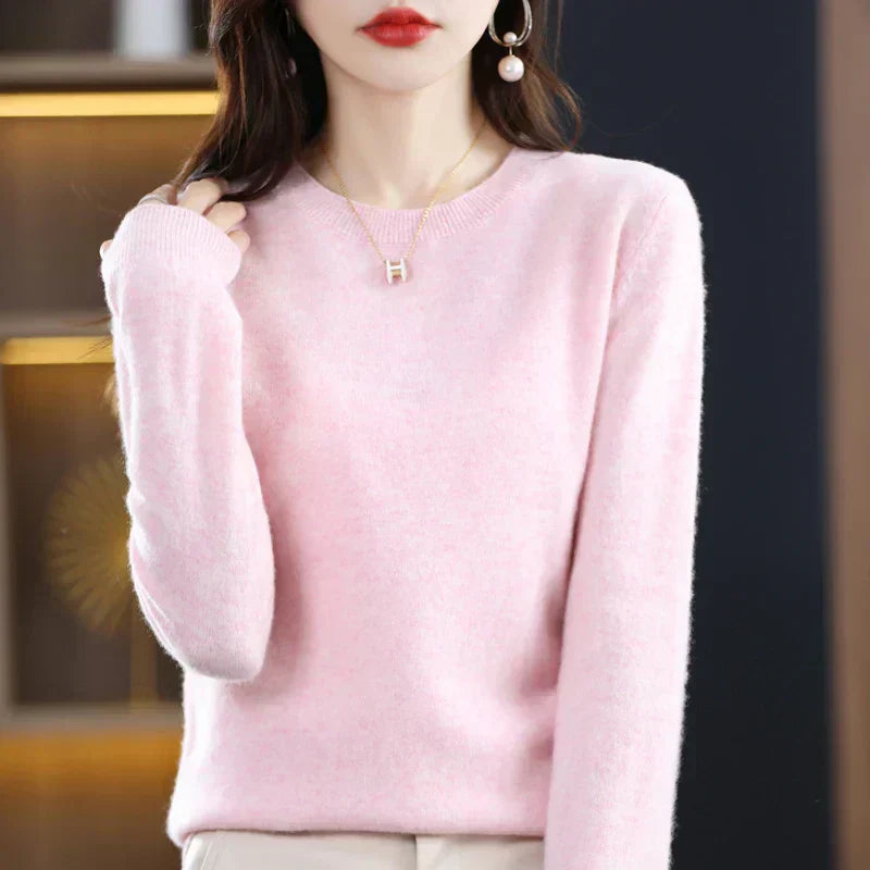 Damen Kaschmir Pullover mit Rundhalsausschnitt