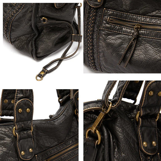 Briseis | Damen Leder Handtasche Mit Griffen Und Reißverschluss Abschluss