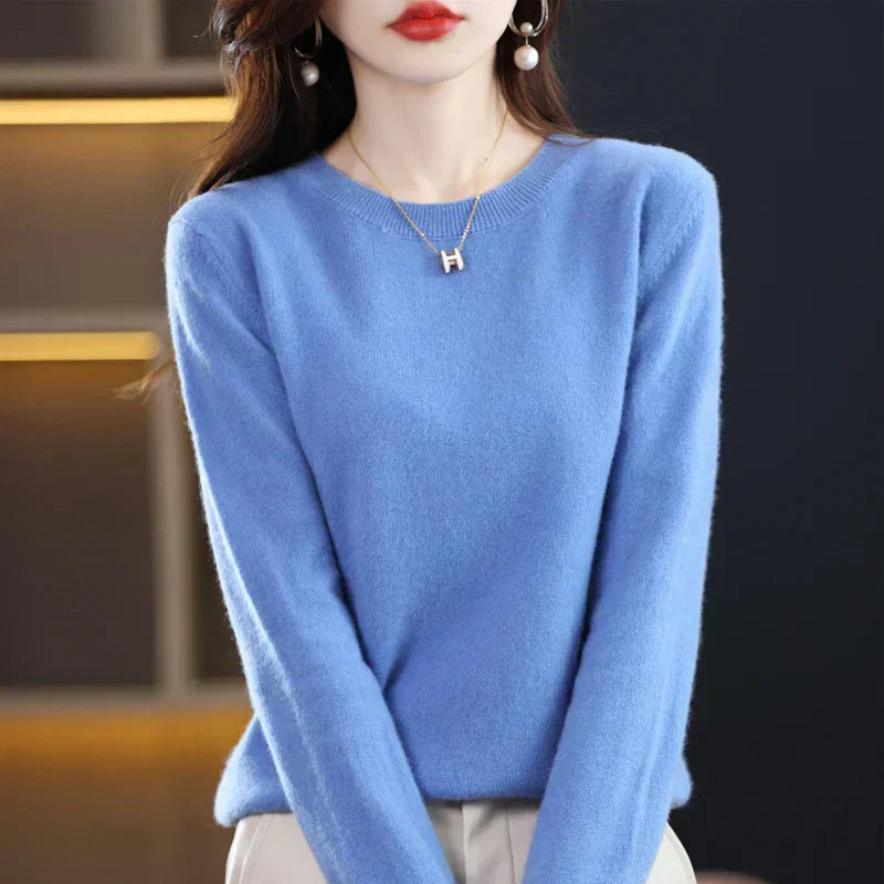 Damen Kaschmir Pullover mit Rundhalsausschnitt